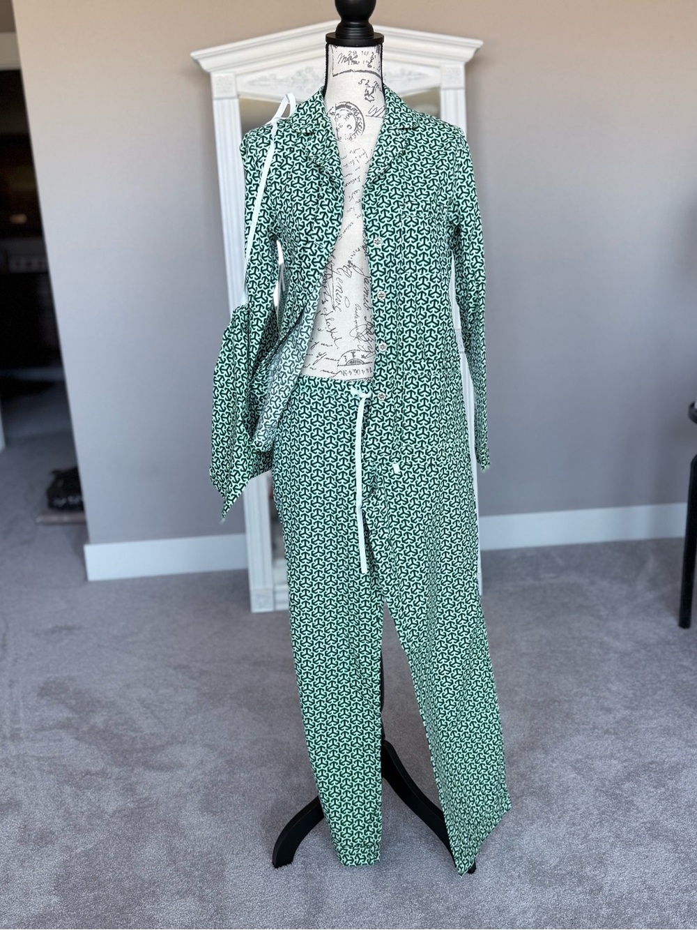 Tory Burch Printed Cotton Pajama Set XS Matching Bag - Picture 5 of 12